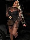 Vestido Mini Sexy Com Estampa De Leopardo Para Mulheres, Transparente, Decote O, Manga Longa, Roupas