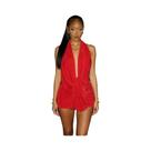 Vestido Mini Sexy Feminino Com Decote Halter, Costas Nuas E Patchwork Para Natal E Aniversário