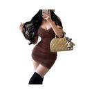 Vestido Mini Sexy Vermelho Com Renda E Alças Finas Para Mulheres, Vestido Justo Preto Para Festas De