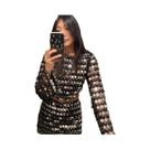 Vestido Mini Slim Com Mangas De Lantejoulas Brilhantes Para Mulheres, Sexy E Brilhante Para Festas E