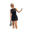 Vestido Mini Slim Sem Mangas Com Decote Redondo Para Mulheres, Moda Y2K 2024, Vestido De Malha