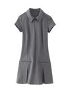 Vestido Mini Vintage Feminino Com Lapela E Pregas, Zíper Sólido, Mangas Curtas, Moda Chic Feminina