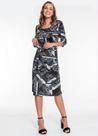 Vestido mix preto com manga 3/4 moda evangelica
