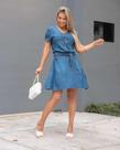 Vestido Moda Evangélica Com Cinto Jeans Babado Godê - Copem