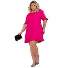 Vestido Moda Maior plus size feminino viscolinho soltinho manga ajustável jovial com babado curto