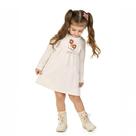 Vestido moletinho flores pompom marlan