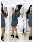 Vestido Moletom Acinturado com Elastico Bolso Fecho e Capuz Vestido Moletom Acinturado com Elastico Bolso Fecho e Capuz