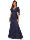 Vestido Mother of Bride VCCICANY Lace Mermaid com capa azul marinho