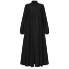 Vestido Muçulmano Elegante Preto De Manga Longa Com Gola Alta E Bolso Com Zíper, Saia Casual Solta