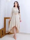 Vestido Mullet Longo Chemise com Cinto Faixa e Manga 7/8