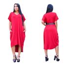 Vestido mullet Vestido Midi Feminino Moda Feminina Bolso Max Manga Curta 38 a 52 Moda Verão Lançamento Feminino Lindo