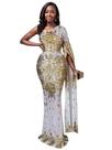 Vestido Nagfar Sexy Sparkling Sparkling Sequins, de um ombro, branco, GG