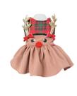 Vestido Natal Rena Xadrez para cachorro e gato Tamanho:PP
