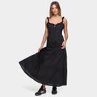 Vestido Oh, Boy! Evasê Longo Babado Alça