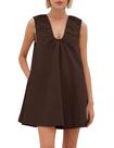 Vestido OLAPTA Summer sem mangas Babydoll Mini com bolsos marrons