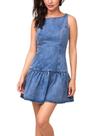 Vestido Omoone sem mangas Bodycon Mini Denim Blue S