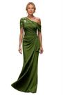 Vestido Ontoefy One Shoulder Mãe da Noiva Chiffon Olive