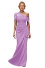 Vestido Ontoefy One Shoulder, mãe da noiva, lilás, chiffon