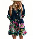 Vestido Opemiby 2026 Verão Boho Floral Mini com Decote em V