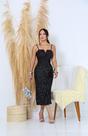 Vestido Paete Alcinha Corte V Midi Feminino Brilho