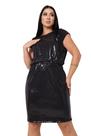 Vestido Paetê Com Elástico Na Cintura Manga Curta do P ao G4 Plus Size