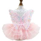 Vestido para animais de estimação ANIAC Butterfly Pink Tutu Wings Medium