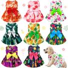 Vestido para animais de estimação LEIFIDE, 8 peças, laço floral havaiano médio