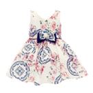 Vestido Para Festa Beth Bebê Luxo Floral Marina Azul Rosa