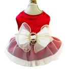 Vestido para perro ANIAC con tul rojo formal y anillo para correa, talla pequeña