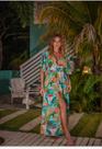 Vestido Patrícia estampado com tons Azul Maldivas