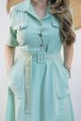 Vestido Pespontado com Manga e Bolsos Marrant - Acqua - Mariana