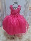 Vestido Pink Organza Super Luxo Voal Lindo Festas Flores
