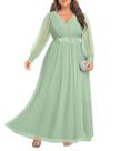 Vestido Pinup Fashion Bridesmaid Sage Green Chiffon Long Vestido Pinup Fashion Bridesmaid Sage Green Chiffon Long