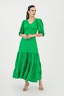 Vestido Plano Poás Midi Com Franzidos Verde Via Tolentino