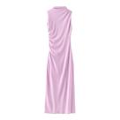 Vestido Plissado Feminino - Primavera/Verão 2024 - Estilo Europeu e Americano