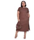 Vestido Plus Size Basico Elegante Confortavel Liso Feminino 2730 Vestido Plus Size Basico Elegante Confortavel Liso Feminino 2730