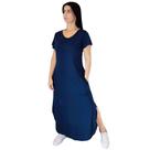 Vestido Plus Size Camisetão Longo Maxi Soltinho Azul Marinho