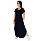 Vestido Plus Size Camisetão Longo Maxi Soltinho Preto Vestido Plus Size Camisetão Longo Maxi Soltinho Preto