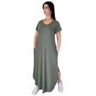 Vestido Plus Size Camisetão Longo Maxi Soltinho Verde Vestido Plus Size Camisetão Longo Maxi Soltinho Verde