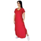 Vestido Plus Size Camisetão Longo Maxi Soltinho Vermelho Vestido Plus Size Camisetão Longo Maxi Soltinho Vermelho
