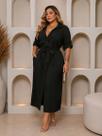 Vestido Plus Size Chemise com Bolso e Cinto Faixa Cor:PretoTamanho:G1