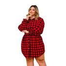 Vestido Plus Size Chemise Manga Longa Elastec na Cintura 0461 Vestido Plus Size Chemise Manga Longa Elastec na Cintura 0461