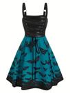 Vestido plus Size Com Estampa De Morcego E Alças, Moda Europeia Americana Para Mulheres