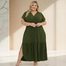 Vestido Plus Size Com Lastéx Longo Elegante E Soltinho Moda Feminina Estilo Moderno e Romântico