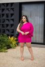 Vestido Plus Size Curto Branco Moda Plus Size Jovial Manga Única Godê Ano Novo-