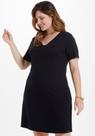 Vestido Plus Size Curto Canelado Decote Em V LUNENDER 00478