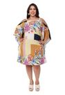 Vestido Plus size curto de Viscose Cafta geométrico Elo Vestido Plus size curto de Viscose Cafta geométrico Elo