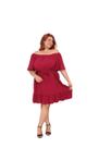 Vestido plus size curto ombro a ombro de viscolinho