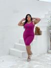 Vestido Plus Size Curto Regata Justo Básico Altura do Joelho