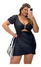 Vestido Plus Size Decotado Tecido Prada Linha Premium